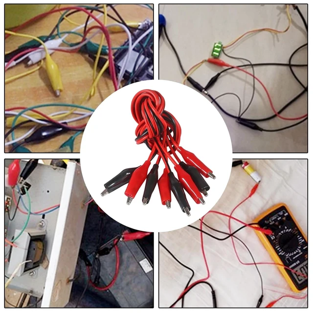 Alt view image 7 of 7 - 4PCS Alligator Clips Electrical 40 Inches,Double-Ended Jumper Wires with Alligator Clips for Electrical Testing, Circuit Connection, Electronic Experiments