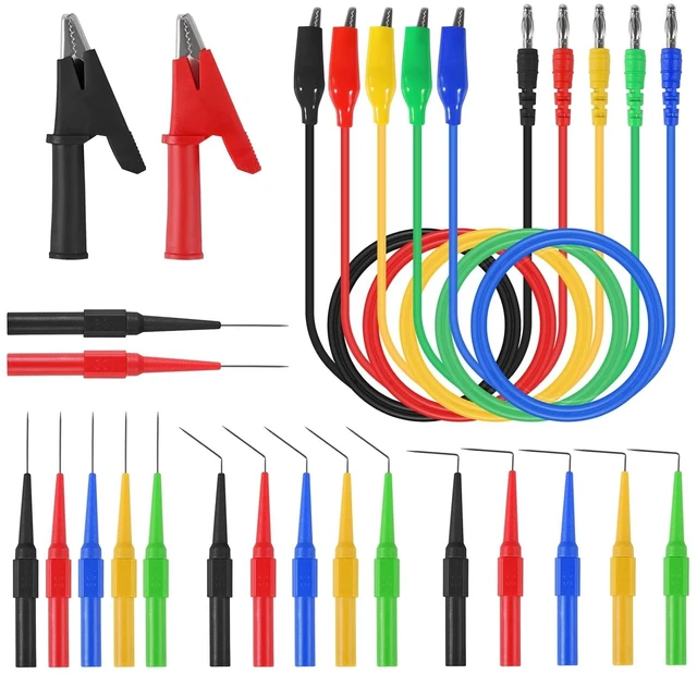 Main image of 24PCS Back Probe Kit,Banana Plug to Copper Alligator Clip Automotive Test Leads Set Multimeter Back Probe Pins Automotive Electrical Circuit Diagnostic Tool Set