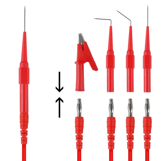 Alt view image 4 of 6 - 24PCS Back Probe Kit,Banana Plug to Copper Alligator Clip Automotive Test Leads Set Multimeter Back Probe Pins Automotive Electrical Circuit Diagnostic Tool Set