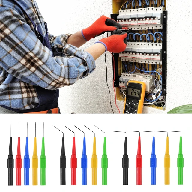 Alt view image 5 of 6 - 24PCS Back Probe Kit,Banana Plug to Copper Alligator Clip Automotive Test Leads Set Multimeter Back Probe Pins Automotive Electrical Circuit Diagnostic Tool Set