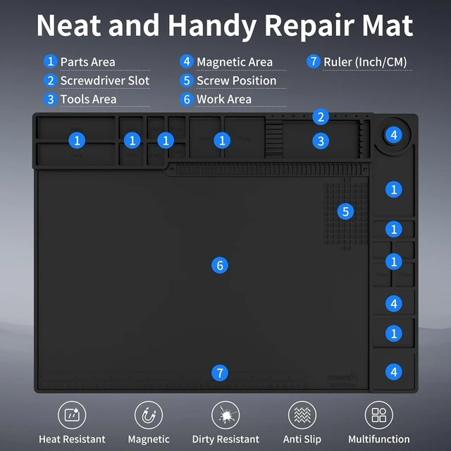 Alt view image 5 of 7 - Soldering Mat Large, Repair Mat 932°F Heat Resistant 21.7"x15.8''