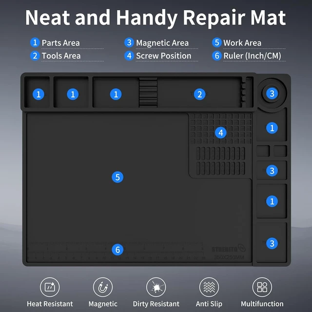 Alt view image 5 of 7 - Soldering Mat Silicone Work Mat, 932°F Heat Resistant 13.8"x9.9"