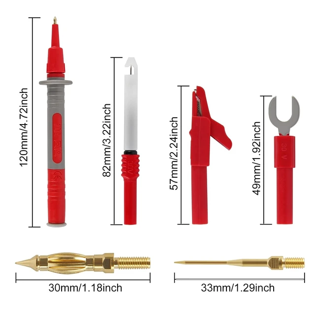 Alt view image 2 of 7 - 25PCS Multimeter Test Leads Kit,Upgraded Test Leads Set with Replaceable Gold-Plated Multimeter Probes, Alligator Clips, Test Hooks and Back Probe Pins, Soft Silicone Volt Meter Lead