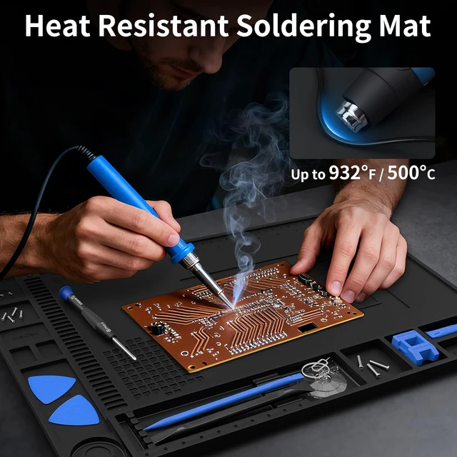 Alt view image 3 of 7 - Soldering Mat Electronics Mat Silicone Repair Mat 17.7''x11.8''