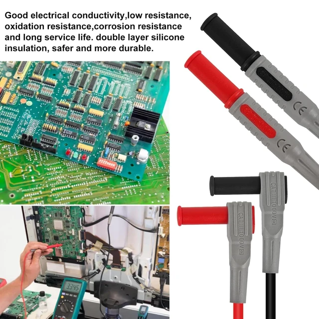 Alt view image 5 of 7 - 25PCS Multimeter Test Leads Kit,Upgraded Test Leads Set with Replaceable Gold-Plated Multimeter Probes, Alligator Clips, Test Hooks and Back Probe Pins, Soft Silicone Volt Meter Lead