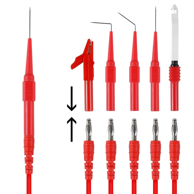 Alt view image 3 of 7 - 30PCS Back Probe Kit, Banana Plug to Copper Alligator Clip Automotive Test Leads Set with Alligator Clips, Wire Piercing Probes, 15PCS 30V Back Probe Pins for Car Repairing Diagnostic Circuit Testing