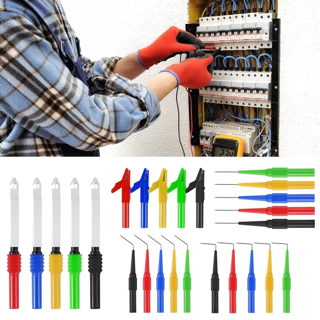 Alt view image 6 of 7 - 30PCS Back Probe Kit, Banana Plug to Copper Alligator Clip Automotive Test Leads Set with Alligator Clips, Wire Piercing Probes, 15PCS 30V Back Probe Pins for Car Repairing Diagnostic Circuit Testing