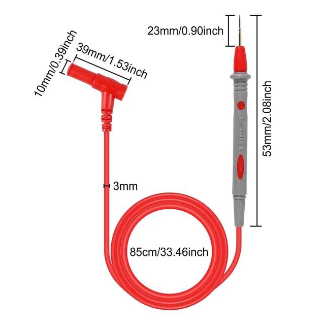 Alt view image 3 of 7 - 2 Sets Test Leads 1000V 20A Ultra-Sharp Test Probe Lead for Multimeter Meter Test Lead, 40.5 inch / 103 cm, multimeter Test Leads
