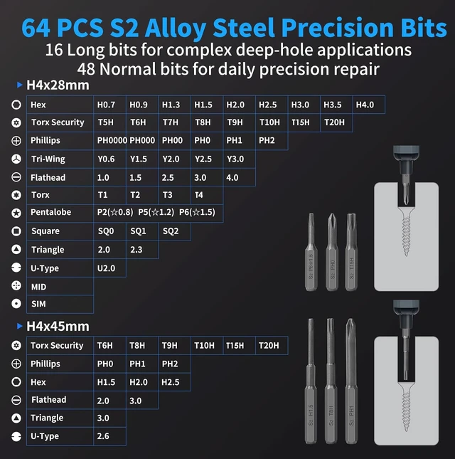 Alt view image 4 of 7 - Mini Electric Screwdriver, 70 in 1 Small Electric Screwdriver Set