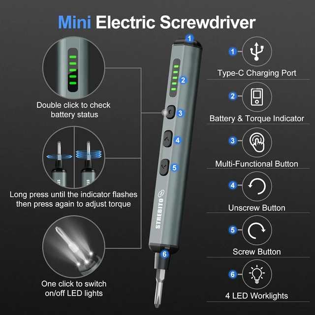Alt view image 4 of 7 - Mini Electric Screwdriver, 67 in 1 Precision Screwdriver Set