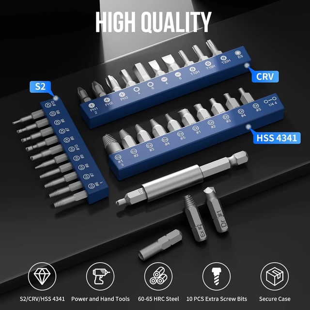 Alt view image 6 of 7 - 32PCS Damaged Screw Extractor Set, Stripped Screw Extractor(Blue)