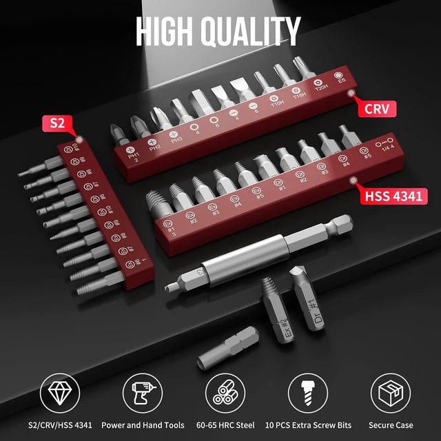 Alt view image 6 of 7 - 32PCS Damaged Screw Extractor Set, Stripped Screw Extractor(Red)