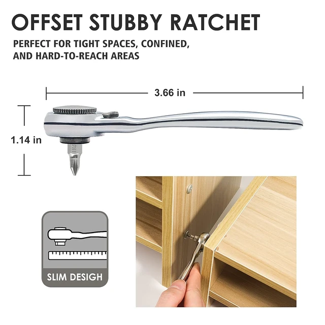 Alt view image 2 of 7 - Right Angle Screwdriver 32-Piece 1/4 Inch Mini Ratchet Set