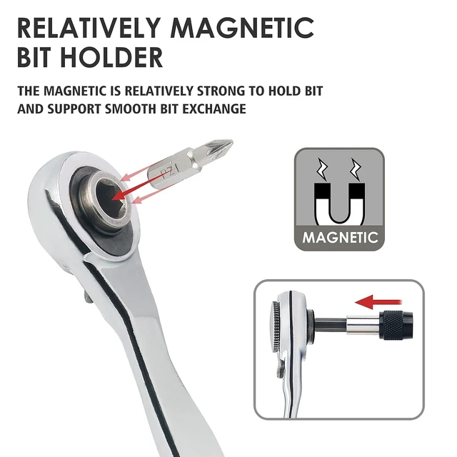 Alt view image 4 of 7 - Right Angle Screwdriver 32-Piece 1/4 Inch Mini Ratchet Set