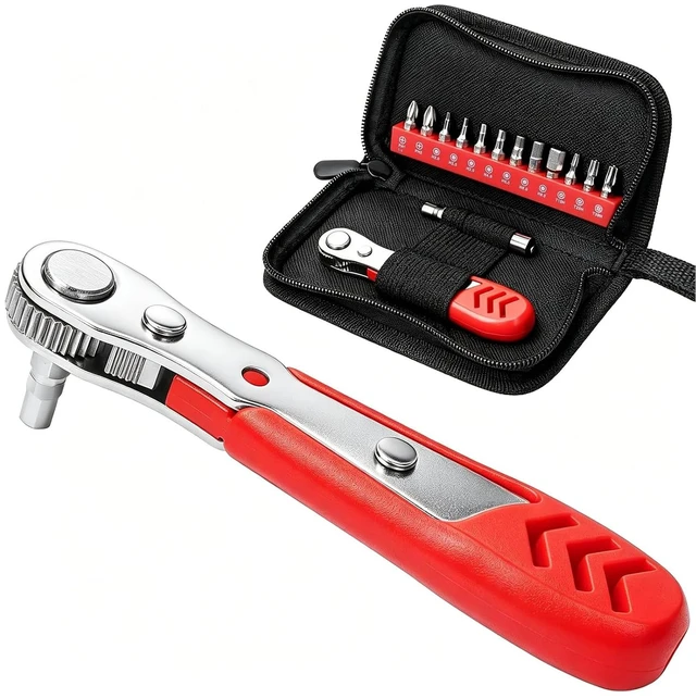 Main image of Right Angle Screwdriver 14 Piece Mini Ratchet Set