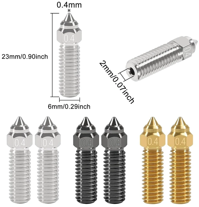 Alt view image 2 of 6 - 12PCS K1 Nozzles Kit 0.4mm /1.75 mm 3D Printer 4PCS Hardened Steel Nozzle+ 4PCS Copper Alloy Nozzle+ 4PCS Brass 0.4mm Nozzles Kit for K1, K1 MAX,CR-M4