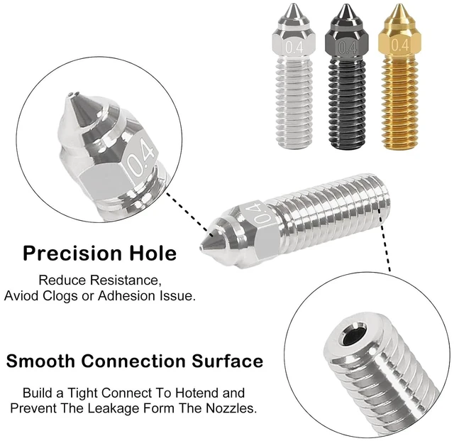 Alt view image 3 of 6 - 12PCS K1 Nozzles Kit 0.4mm /1.75 mm 3D Printer 4PCS Hardened Steel Nozzle+ 4PCS Copper Alloy Nozzle+ 4PCS Brass 0.4mm Nozzles Kit for K1, K1 MAX,CR-M4