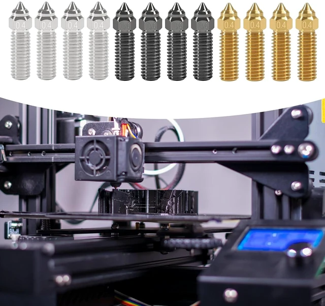 Alt view image 5 of 6 - 12PCS K1 Nozzles Kit 0.4mm /1.75 mm 3D Printer 4PCS Hardened Steel Nozzle+ 4PCS Copper Alloy Nozzle+ 4PCS Brass 0.4mm Nozzles Kit for K1, K1 MAX,CR-M4