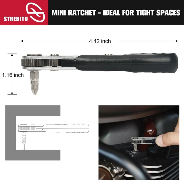 Alt view image 3 of 7 - Mini Ratchet Set, 22-Piece 1/4 Ratchet Right Angle Screwdriver
