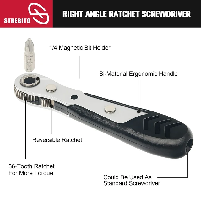 Alt view image 2 of 7 - Mini Ratchet Set, 22-Piece 1/4 Ratchet Right Angle Screwdriver