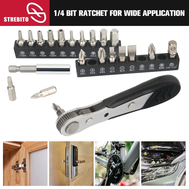 Alt view image 5 of 7 - Mini Ratchet Set, 22-Piece 1/4 Ratchet Right Angle Screwdriver