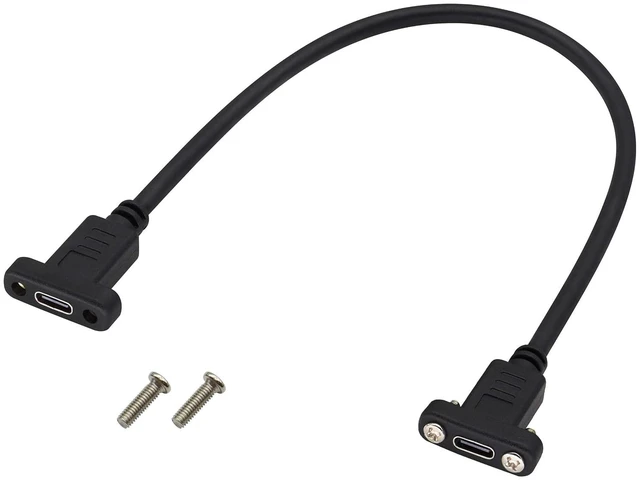 Main image of USB C to 3.1Type C Panel Mount Screw Cable Gen 2 (3A) USB 3.1 Type C Female to Female Panel Mount Cable, Supports Charging,Data,Audio,Video Cable for Laptop,Tablet,Mobile Phone(0.3M/1ft)