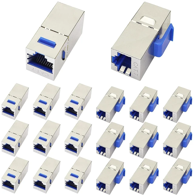 Main image of 20Pack CAT7 Coupler RJ45 Keystone Shielded Coupler,Female to Female RJ45 Keystone Jack,Suitable for Standard Wall Plates, LAN Cabling Adapter. (Blue/CAT7)