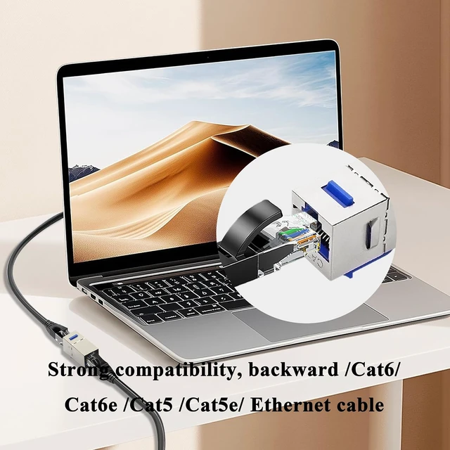 Alt view image 7 of 7 - 2Pack RJ45 Panel Female to Female Ethernet Ports, Cat7 Keystone Jack Inline Coupler Shielded, Suitable for Standard Wall Plates, LAN Cabling Adapter. (Blue/CAT7)