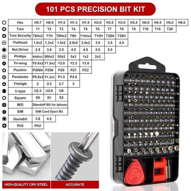 Alt view image 7 of 7 - Small Precision Screwdriver Set 124-Piece Electronics Tool Kit