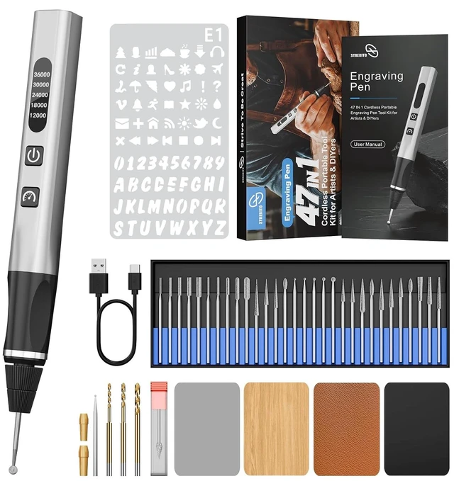Main image of Engraving Pen for Metal Wood Glass Plastic, 47 in 1 Engraving Kit
