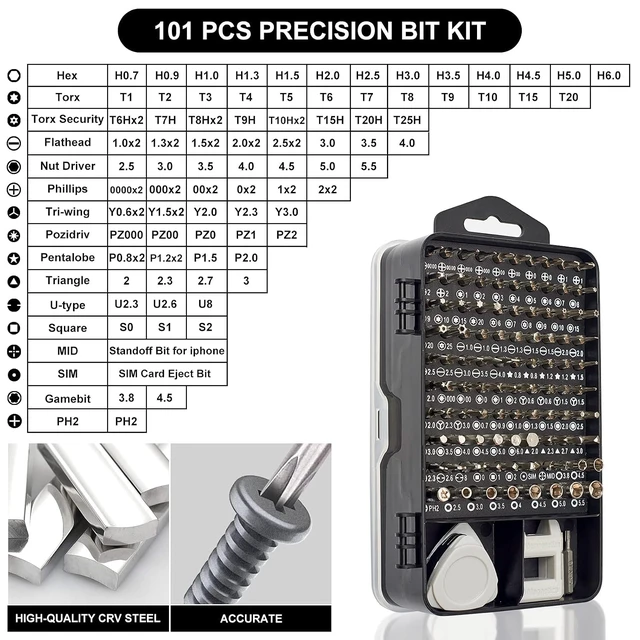 Alt view image 7 of 7 - Precision Screwdriver Set 124-Piece Electronics Tool Kit
