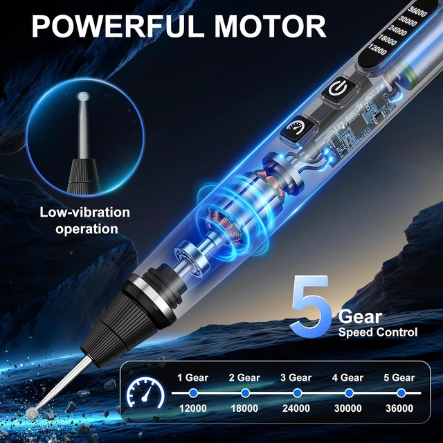 Alt view image 4 of 7 - Engraving Pen for Metal Wood Glass Plastic, 47 in 1 Engraving Kit