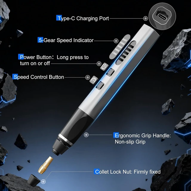 Alt view image 6 of 7 - Engraving Pen for Metal Wood Glass Plastic, 47 in 1 Engraving Kit