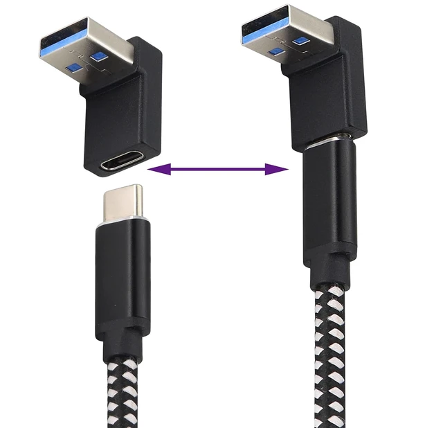Alt view image 4 of 7 - Right Angle USB 3.0 A to USB C Adapter 90 Degree USB 3.0 A Male to USB Type C Female Converter (OTG) for PC,Laptops,Power Banks, Chargers More USB and Type-C Devices (2 Pack-Black/Up)