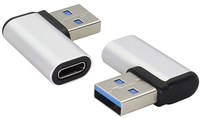 Alt view image 7 of 7 - Right Angle USB C to USB A 3.0 Adapter 90 Degree USB Type C Female to USB 3.0 A Male Converter (OTG) for PC,Laptops,Power Banks,Chargers More USB and Type-C Devices (2 Pack-Silver)