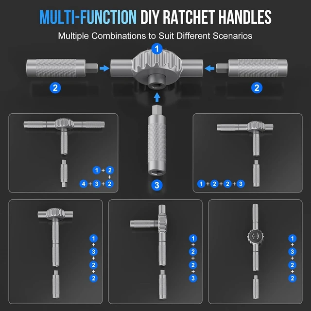 Alt view image 5 of 7 - 71 in 1 T-Handle Ratchet Screwdriver Set, Magnetic Screwdriver Set