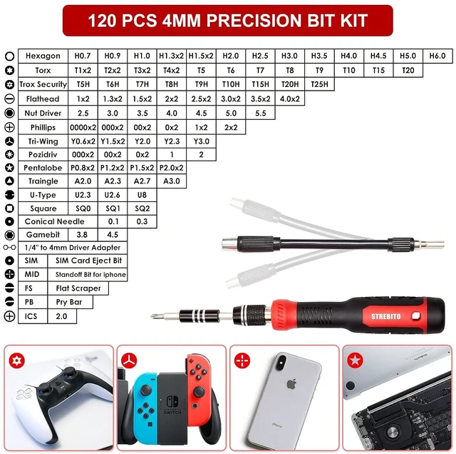 Alt view image 3 of 7 - 191-Piece Multi-Bit Screwdriver, Precision Screwdriver Set(Red)