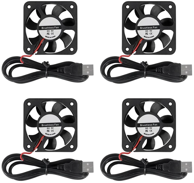 Main image of 50mm Fan 5V USB Brushless DC Cooling Fan, 4 Pack Speed 4200 RPM Fan for Small Appliances Series Replacement (4 PCS 5010 5V USB)