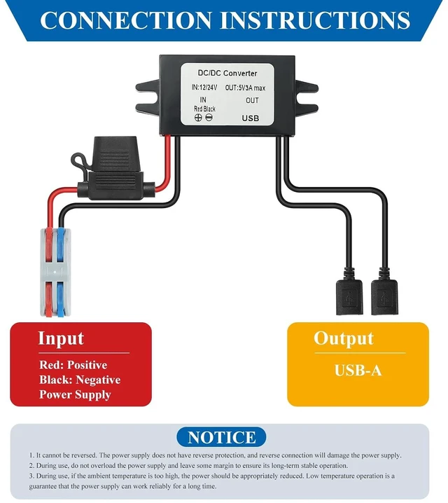 Alt view image 3 of 7 - 15W Dual USB Car Charger 8-32V to 5V 3A DC-DC Converter, Waterproof Voltage Regulator for Truck/RV/Boat/Heavy Equipment(CE Certified)