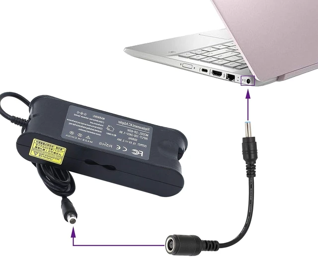 Alt view image 6 of 7 - Tip Laptop Power Adapter Cable DC 7.4mm x 5.0mm Female to 4.5mm x3.0mm Male Charging Connector Power Converter Cable DC Jack for HP Notebook Adapter Replacement Power Cord(15.8cm/2Pack)