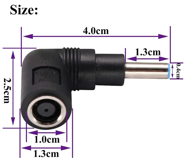 Alt view image 2 of 7 - 90 Degree Laptop Power Adapter 90 Degree DC 7.4mm x 5.0mm Female to 4.5mm x3.0mm Male Charging DC Power Converter for HP Notebook Adapter Replacement Power Adapter (2Pack)