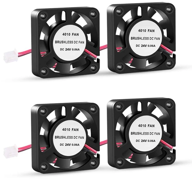Main image of 3D Printer Cooling Fan, 40mm x 40mm x 10mm Blower Cooling Fan with 2 Pin Terminal for Hotend Extruder Heatsinks Makerbot MK7 MK8 CPU Chip (24V 0.06A)