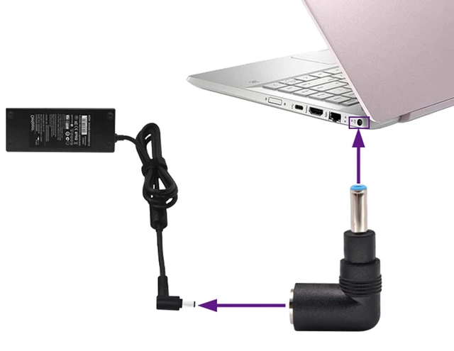 Alt view image 6 of 7 - 90 Degree Laptop Power Adapter 90 Degree DC 7.4mm x 5.0mm Female to 4.5mm x3.0mm Male Charging DC Power Converter for HP Notebook Adapter Replacement Power Adapter (2Pack)