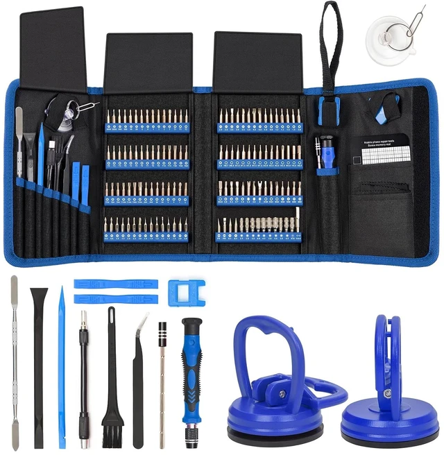 Main image of Precision Screwdriver Set 142-Piece + 2-Piece Suction Cups Bundle, LCD Screen Remover for Computer, iPhone, Laptop, Cell Phone, Macbook, PS4/5, Tablet Electronics Repair