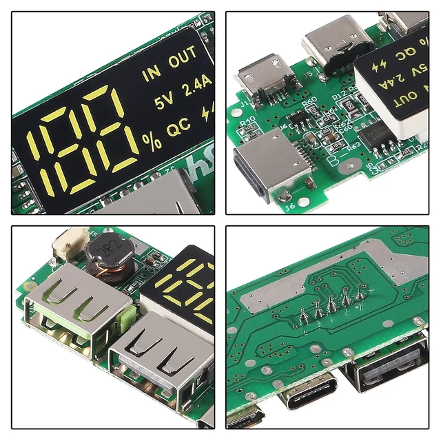 Alt view image 4 of 6 - 4pcs 18650 Charging Board Dual USB 5V 2.4A Mobile Power Bank Module 186 50 Lithium Battery Charger Board with Overcharge Overdischarge Short Circuit Protection DIY USB Power Bank Board