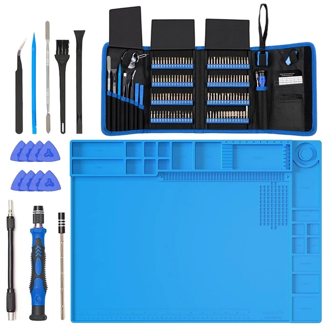 Main image of Electronics Precision Screwdriver Sets 142-Piece with 120 Bits +STREBITO Soldering Mat Large, Solder Mat Heat Resistant 932°F