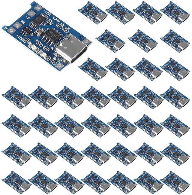 Main image of 40PCS TP4056 Type-C USB Charging Module 5V 1A 18650 Lithium Battery Charging Board Power Charger Board Module with Protection Charger Module (Type C USB)
