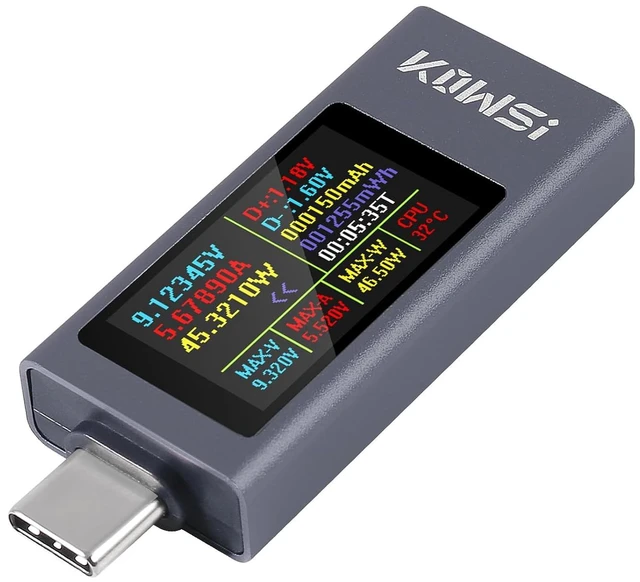 Main image of 1PCS USB C Tester Power Meter, 4-30V 0-12A Type-C PD Tester Digital Multimeter, Voltage and Current Tester Meter Voltmeter, Power Bank Capacity USB Cable Charger Detector (KWS-2303C)