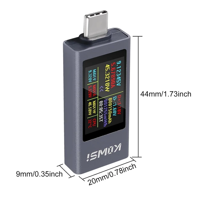 Alt view image 3 of 7 - 1PCS USB C Tester Power Meter, 4-30V 0-12A Type-C PD Tester Digital Multimeter, Voltage and Current Tester Meter Voltmeter, Power Bank Capacity USB Cable Charger Detector (KWS-2303C)