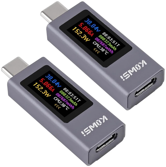 Main image of 2PCS 360W USB C Tester Power Meter, 4-30V 0-12A Type-C PD Tester Digital Multimeter, Power Voltage and Current Tester Meter, Power Bank Capacity Voltmeter USB Cable Charger Detector